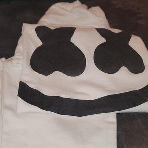 Marshmello T-Shirt (XS) and White Pants (Size 6)